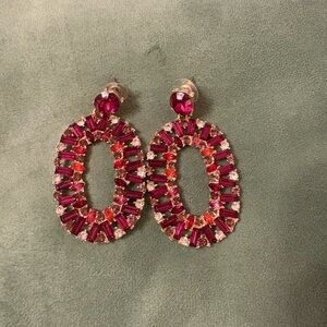 Elegant Pink and Red Gemstone Earrings